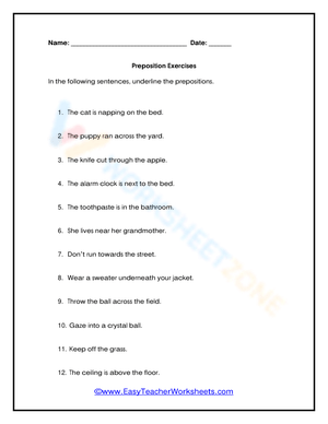 Prepositions exercises