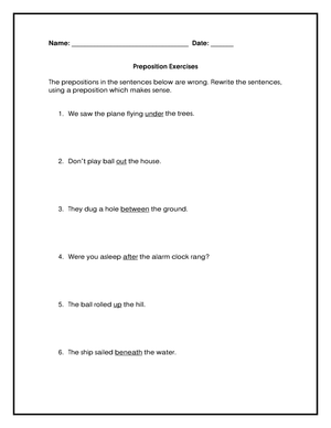 Essential Preposition Practice Worksheet | Grade 1-3