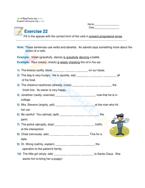 Present Continuous Tense Worksheet
