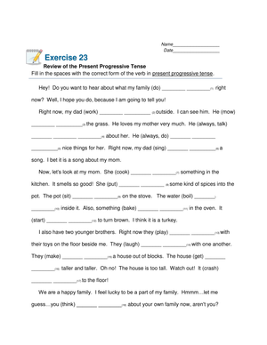 Essential Present Progressive Tense Review | Grade 6-8