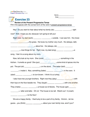 Review of the Present Progressive Tense