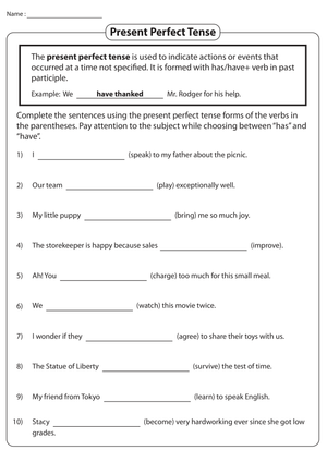 Writing with the Present Perfect Verb Tense