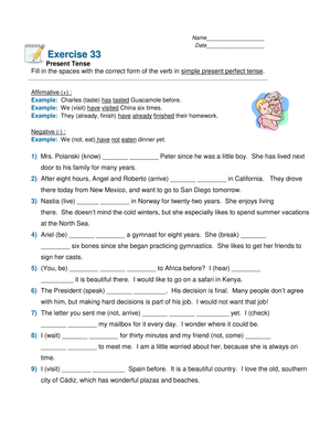 Essential Present Perfect Tense Worksheet | Grade 8 Grammar
