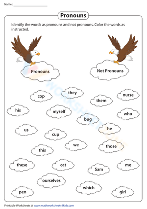 Identifying and Coloring Pronouns Worksheet
