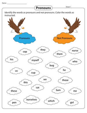 Identifying and Coloring Pronouns Worksheet