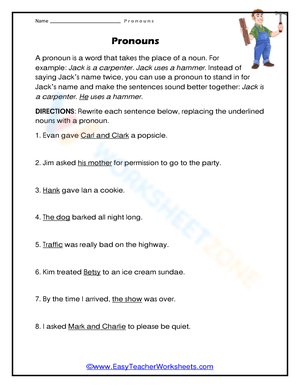 Replacing nouns with a pronouns