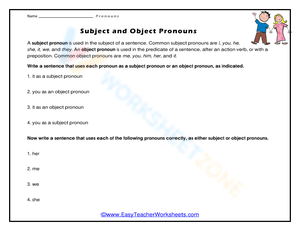 More Practice with Subjects and Objects