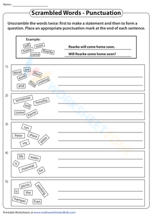 Essential Unscrambling Sentences Worksheet | Grade 3 ELA
