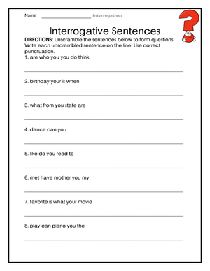 Essential Interrogative Sentences Worksheet | Grades 2-5