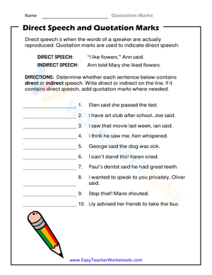Practicing Direct Speech in Writing