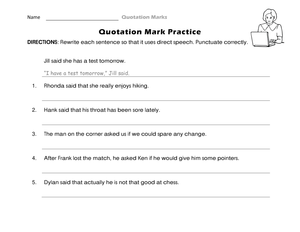 Essential Quotation Mark Practice | Grade 4 ELA Worksheet