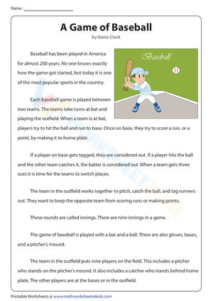 Non-Fiction Reading About A Game of Baseball