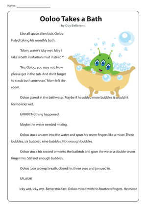 Ooloo Takes a Bath Retelling Worksheet | Essential Grade 1