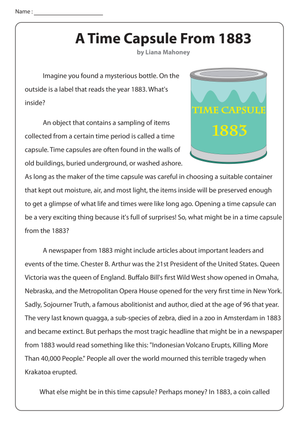 Reading: A Time Capsule from 1883