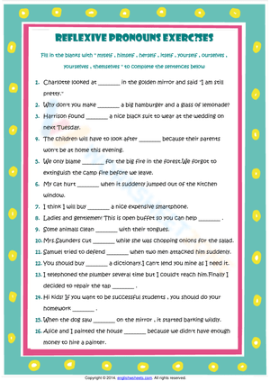Reflexive pronoun exercises