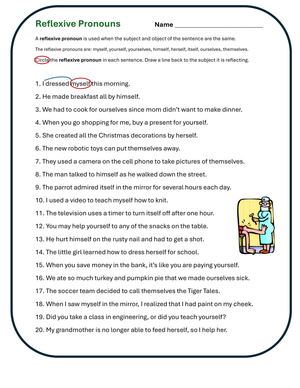 Essential Reflexive Pronouns Worksheet | Grades 2-5