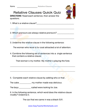 Relative Clauses Quick Quiz