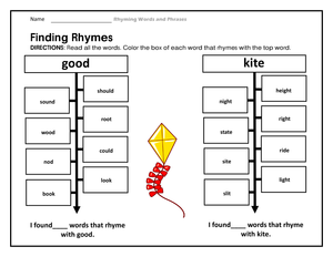 Essential Finding Rhymes Worksheet | Grades 1-3 Phonics