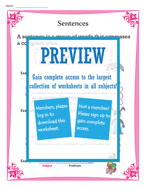 Essential Sentences Chart | Grade 1-3 ELA Printable