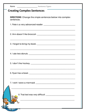 Printable Complex Sentences Practice | Essential Grade 3 ELA