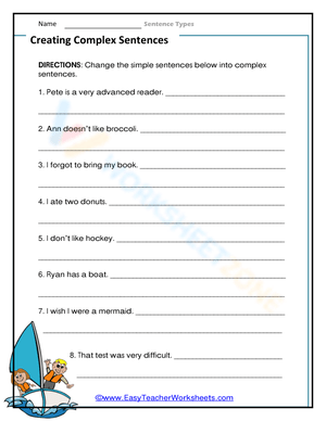 Printable Complex Sentences Practice | Essential Grade 3 ELA