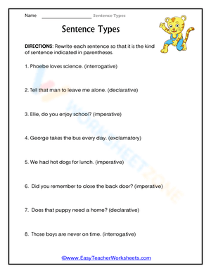 Essential Sentence Rewriters Worksheet | Grade 2-3 ELA
