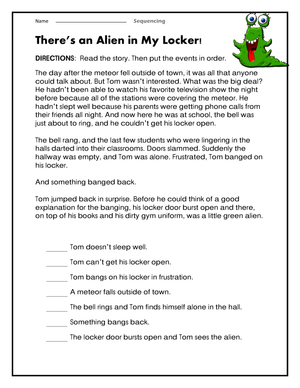 Essential Grade 2 Sequencing Worksheet: Alien Story