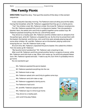 Essential Family Picnic Sequencing Worksheet | Grade 1-2