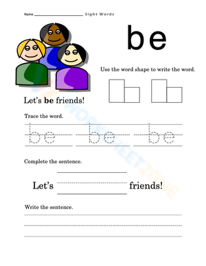 Essential 'be' Sight Word Worksheet | Grade 1 Printable