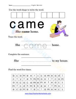 came Sight words