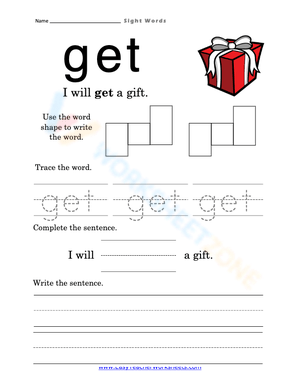 Essential Sight Word "Get" Worksheet | Grade 1 ELA