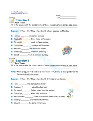 Grade 2-3 Simple Past Tense — Printable No-Prep Worksheet