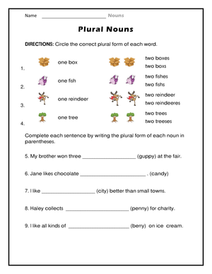 Printable Plural Nouns Worksheet | Grade 1-3 Grammar