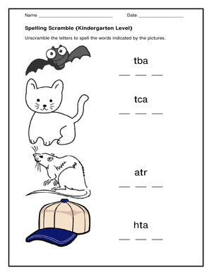 Essential Kindergarten Spelling Scramble | Ready