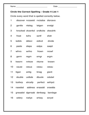 Grade 4 Spelling — Printable No-Prep Practice Worksheet