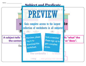 Essential Subject and Predicate Chart | Grade 3 ELA