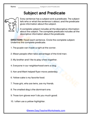 Subject and Predicate Exercises