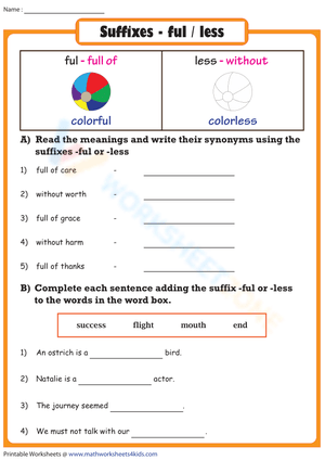 Master Suffixes 'ful' and 'less'