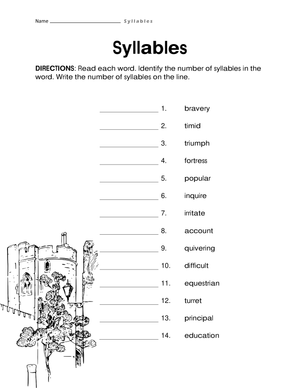 Syllable Counting Worksheet | Essential Grade 1-2 Phonics