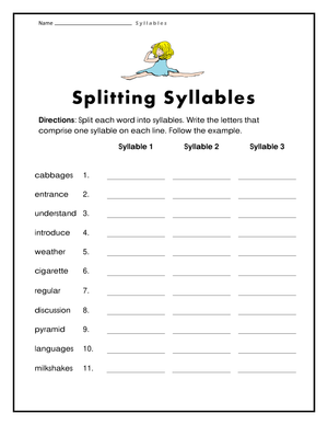Printable Splitting Syllables Worksheet | Grade 2 Phonics