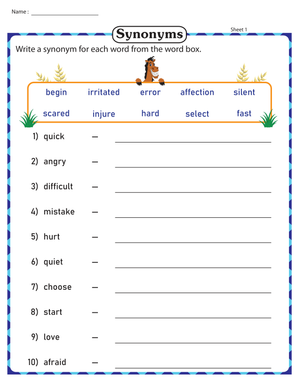 Write Synonyms Using a Word Box