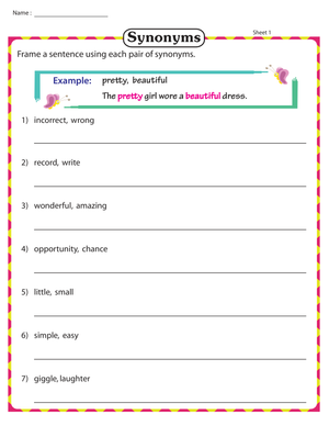 Writing Sentences Using Synonyms