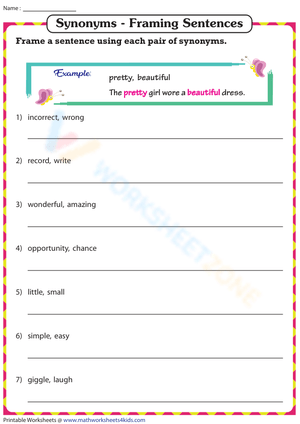 Writing Sentences Using Synonyms