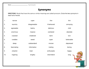 Printable Synonyms Worksheet | Grade 3 Essential Vocabulary