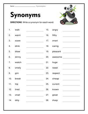 Grade 2 Synonyms — Printable No-Prep Worksheet
