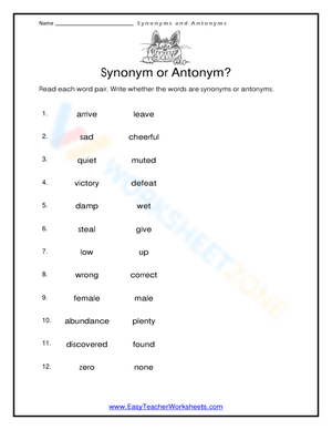 Distributing the words in pairs