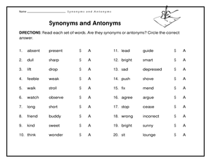 Printable Synonyms and Antonyms Practice — Grade 2 ELA