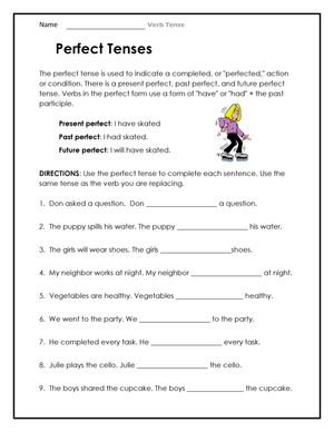 Grade 5 Perfect Tenses — Printable No-Prep Worksheet