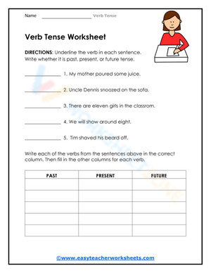 Verb Tense Worksheet