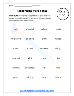 Essential Verb Tense Worksheet | Grade 3 Grammar Ready